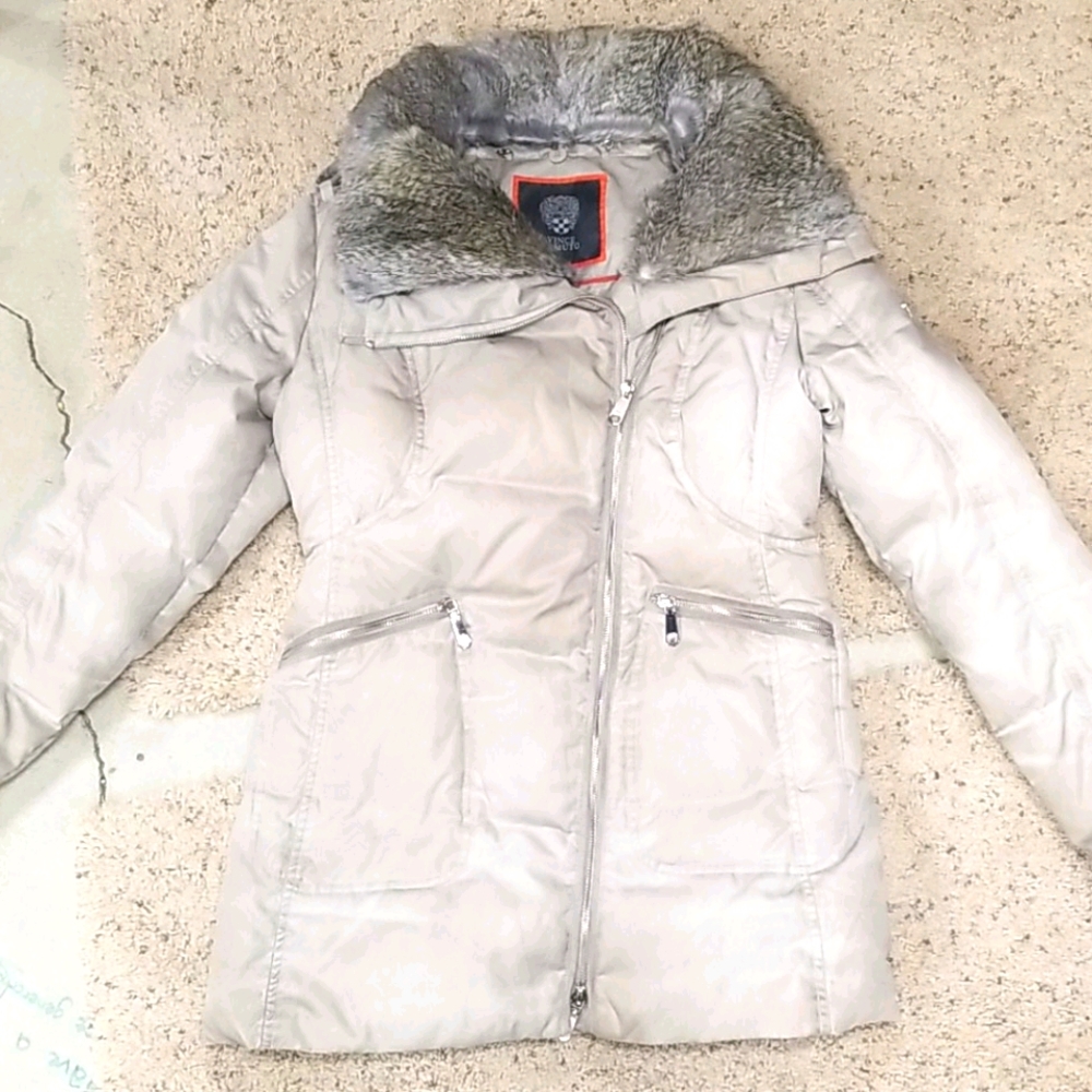 Vince Camuto down winter coat removable fur collar